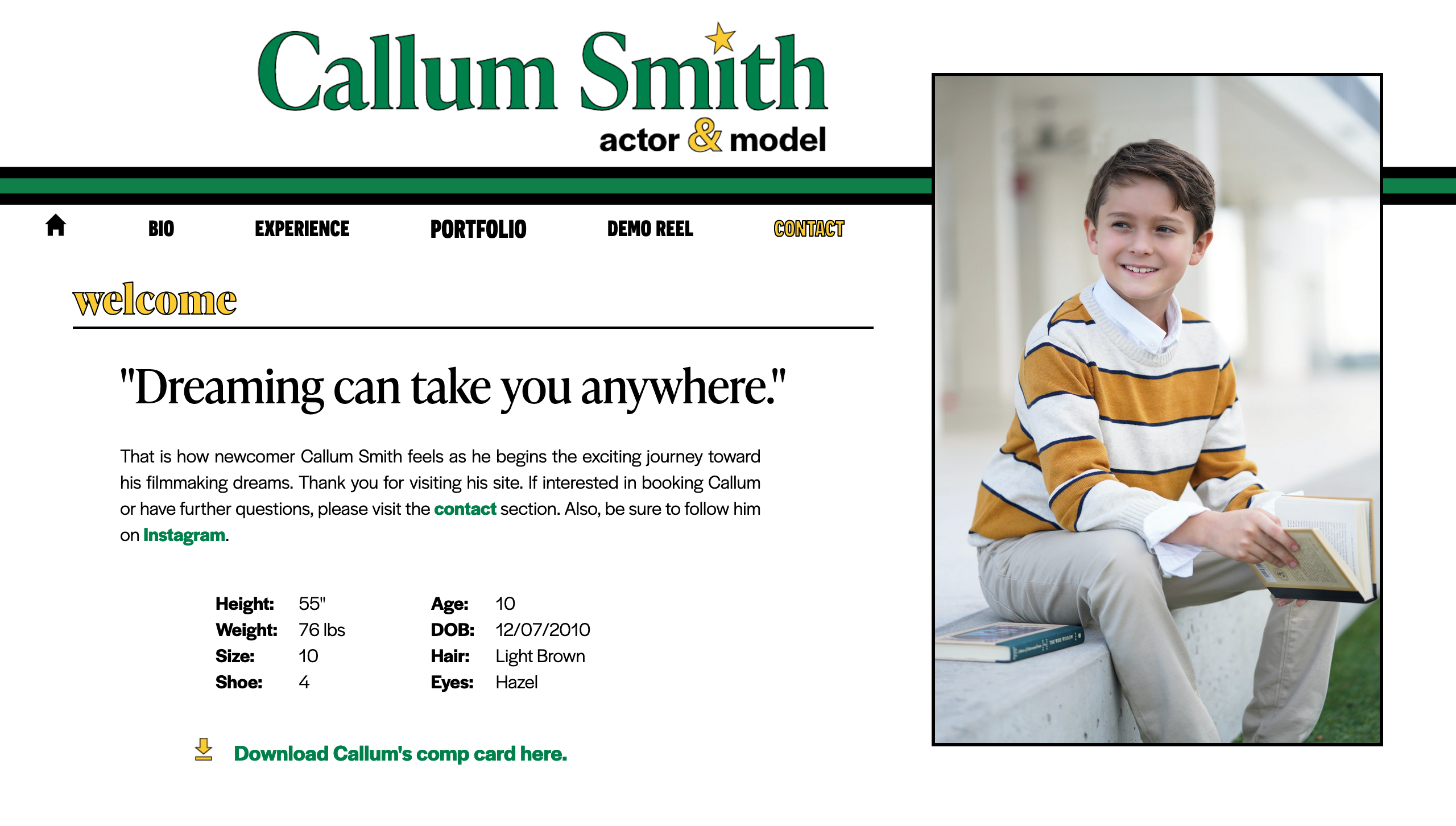 Callum Smith Actor & Model. 