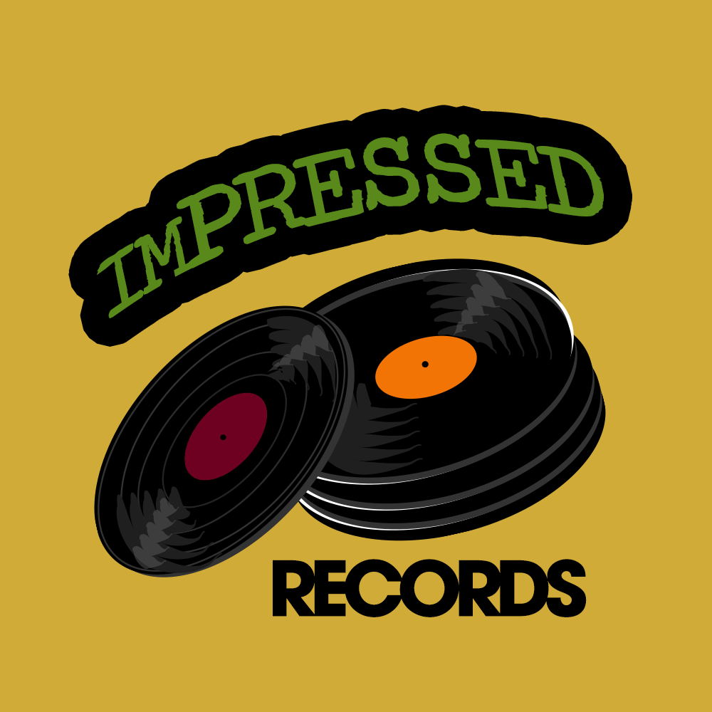 Impressed Records Font with Record Stack Illustration
